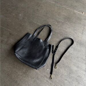 Madewell Black Leather Tote Bag